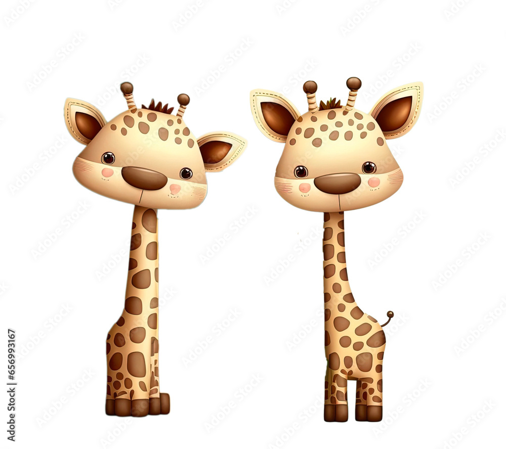 Two cute giraffe characters. Generative ai Two cute giraffe characters. Generative ai