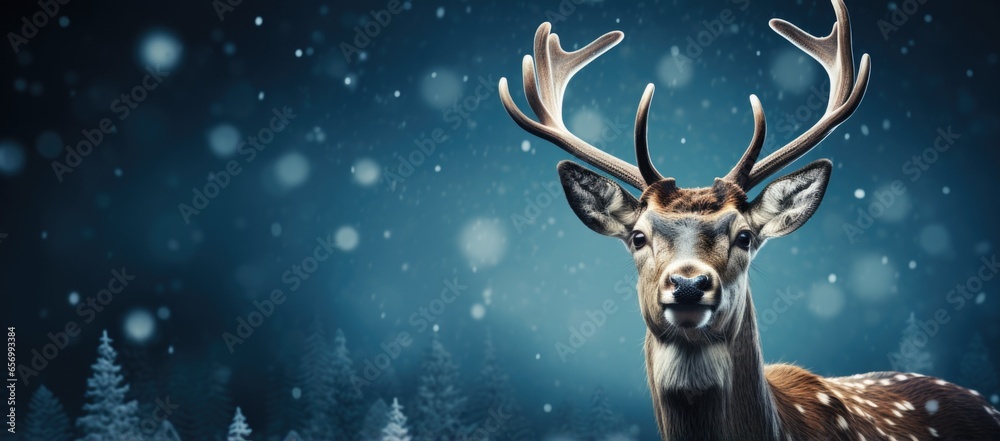 Festive reindeer against a blue backdrop. Festive reindeer against a blue backdrop.