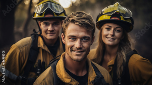 Rescue and Resolve: A team of firefighters working together to save lives and property.