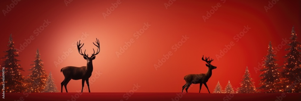 Festive reindeer against a red backdrop.