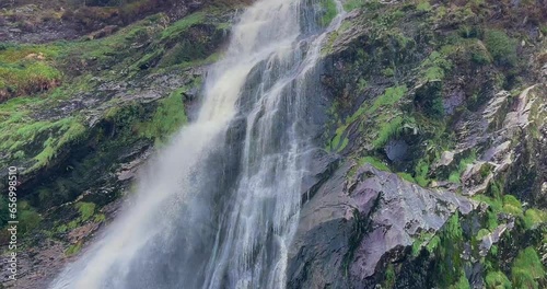 A 4K shot of Powerscourt Waterfall Wicklow Ireland. The highest waterfall in Ireland photo