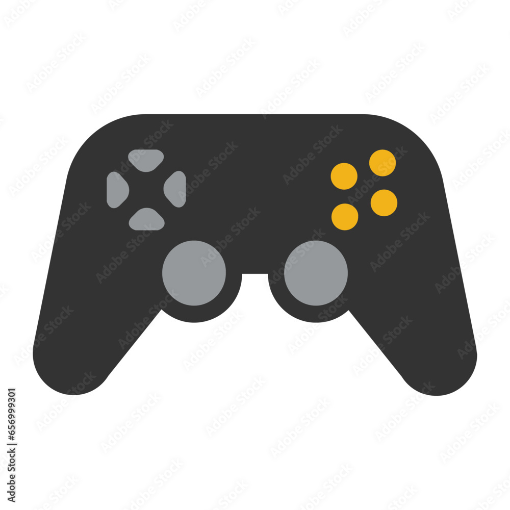 Video game vector emoji, console gamepad with Dpad, joysticks, and buttons sign design. Stock