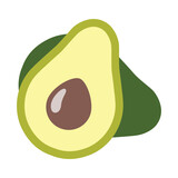 Avocado vector flat icon. Isolated  pear-shaped avocado, sliced in half. toast, guacamole, millennial jokes sign design.