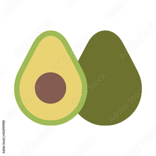 Avocado vector flat icon. Isolated  pear-shaped avocado, sliced in half. toast, guacamole, millennial jokes sign design.