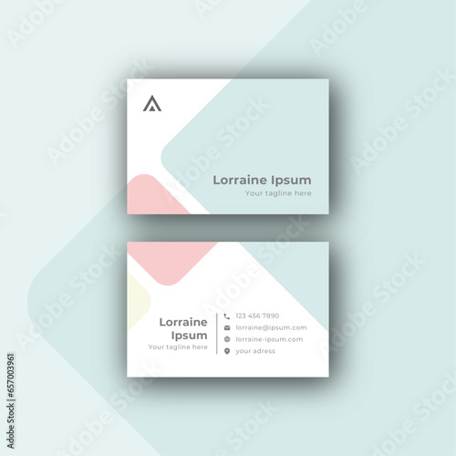 Carte de visite moderne et minimaliste. Carte de visite  vectorielle, professionnelle, élégante, arrière-plan pop, années 80, pastel jaune rose et bleu. Logo triangle, carrée, sobre, joie, simple