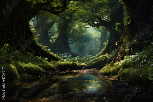magical forest illustration  generative AI
