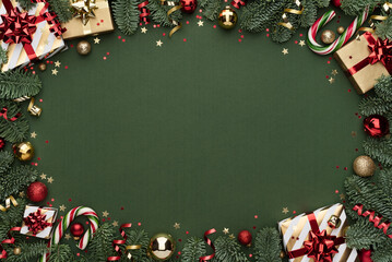Christmas Frame on Green Background