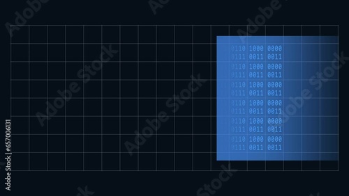AI Artificial intelligence concept - abstract animated background in 4K - movement of spotlight window over random varying 4-digit binary code and KI Letter - endless loop