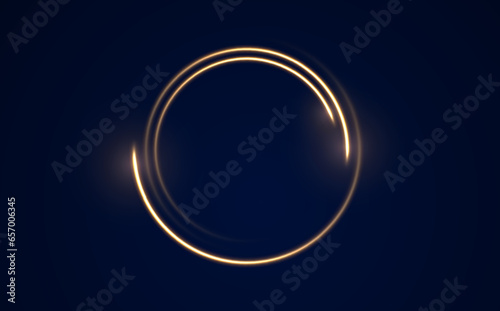 Neon circle frame on blue background. Glowing neon circle frame. Set of neon glowing circles. Glowing rings on dark background. Vector illustration