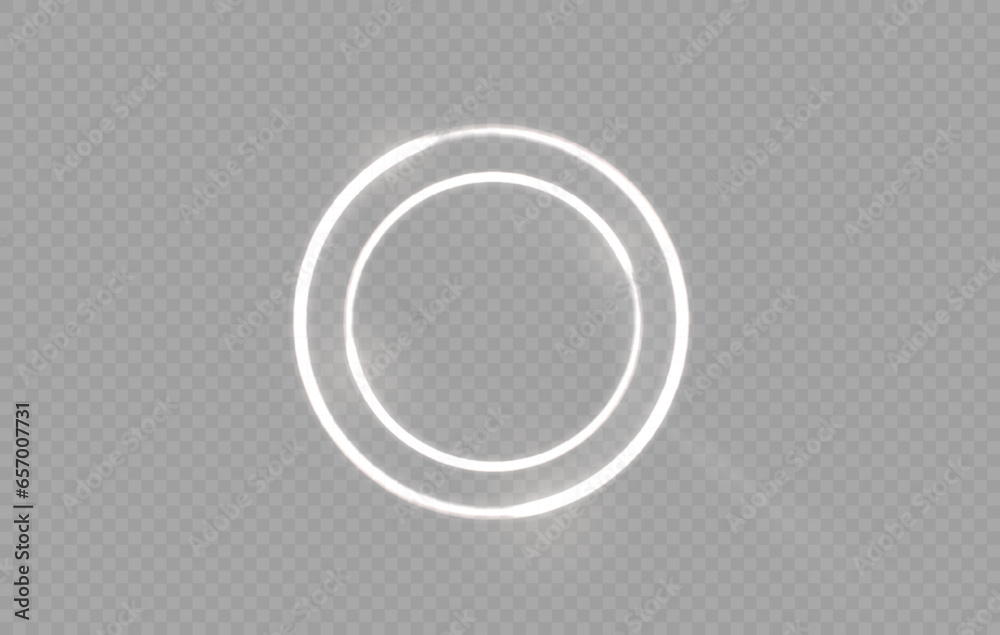 White circle glowing light explodes on a transparent background