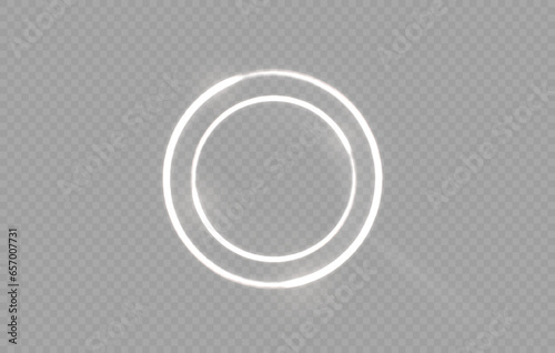 White circle glowing light explodes on a transparent background. Sparkling magical dust particles. Bright Star. Transparent shining sun, bright flash. Vector sparkles. To center a bright flash.