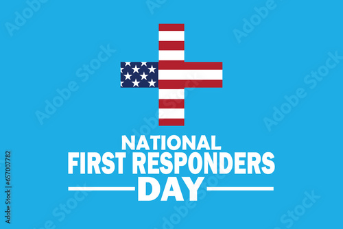 National First Responders Day.  Holiday concept. Template for background, banner, card, poster with text inscription. Vector illustration.