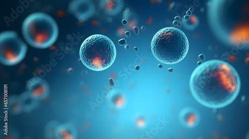 human cells in a blue background.