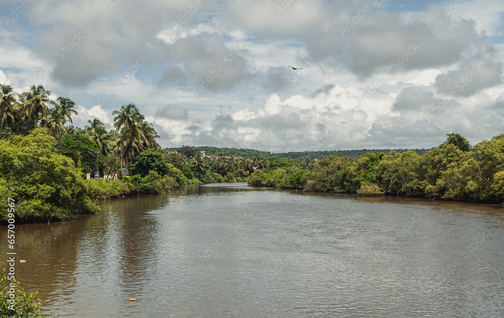 Baga river in Goa, flowing in the area of the same name Baga.