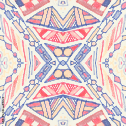 Navajo seamless pattern. Hand drawn ethnic background.
