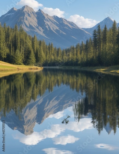 Nature beauty reflected in tranquil mountain lake generative ai © Hamza