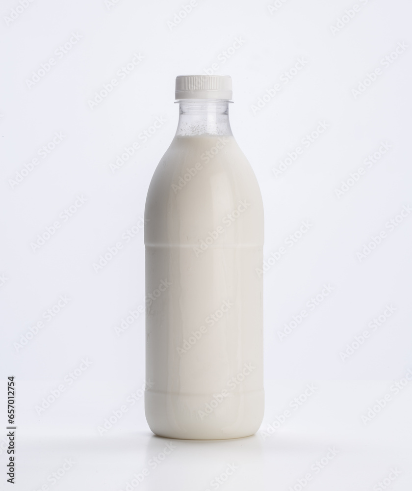 fresh milk in plastic bottle on white background fresh milk in plastic bottle on white background
