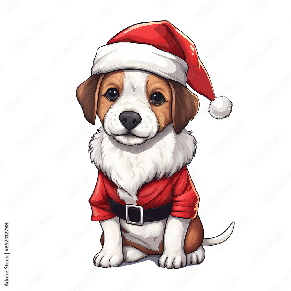Cute Russell Terrier Christmas Clipart Illustration