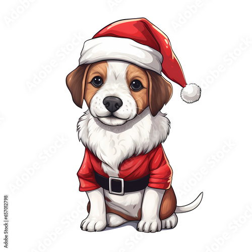 Cute Russell Terrier Christmas Clipart Illustration © pisan
