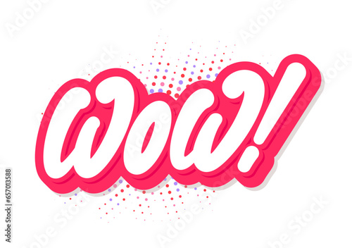 Wow. Vector handwritten lettering word.