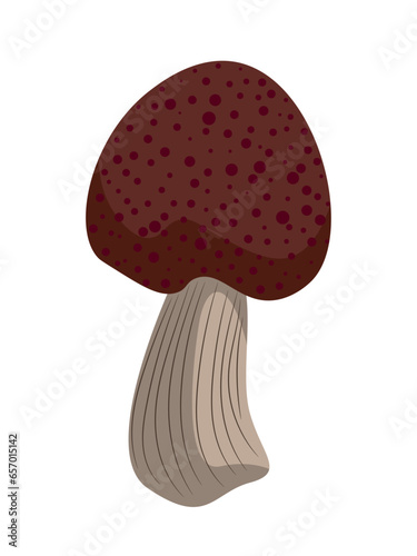 A cartoon forest mushroom with a speckled brown cap on a thick stalk.