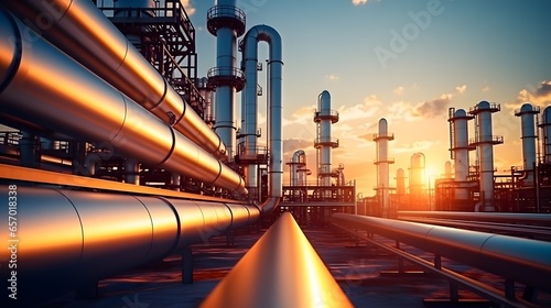 Fotografia Industry pipeline transport petrochemical, gas and oil processing, furnace facto