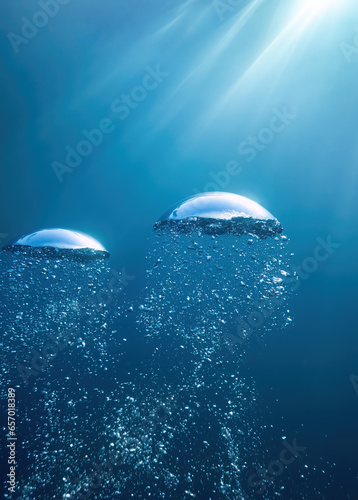 Beautiful ocean water with air bubbles photo