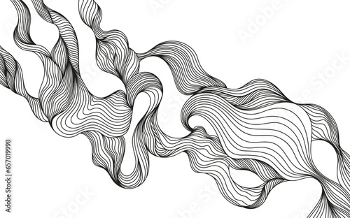 Abstract shape wallpaper. Hand drawn line illustration background. Ink painting style composition for decoration.