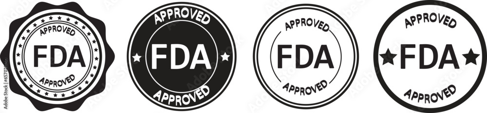 FDA approved vector icon set illustration in black color