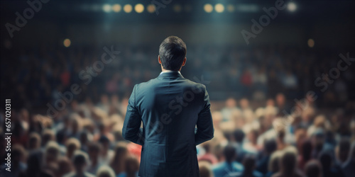 motivational speaker standing on stage