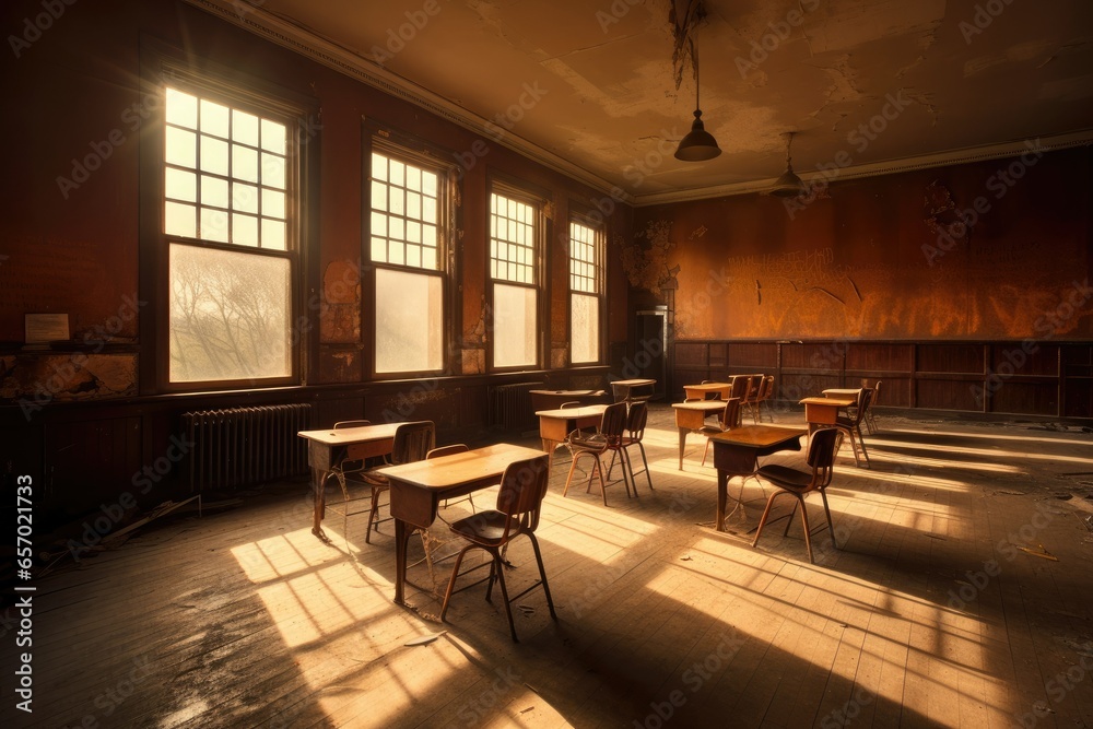 Empty school classroom without young student. Empty school classroom without young student.