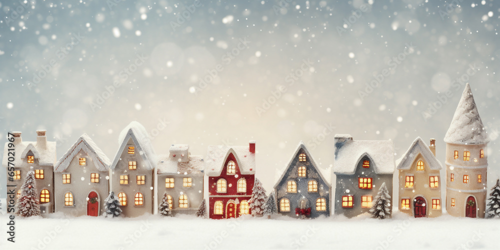 Fototapeta premium Christmas village with Snow