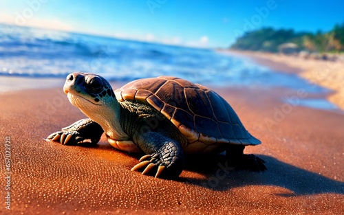 The Incredible Journey Turtles Embarking on a Coastal Adventure ai generated