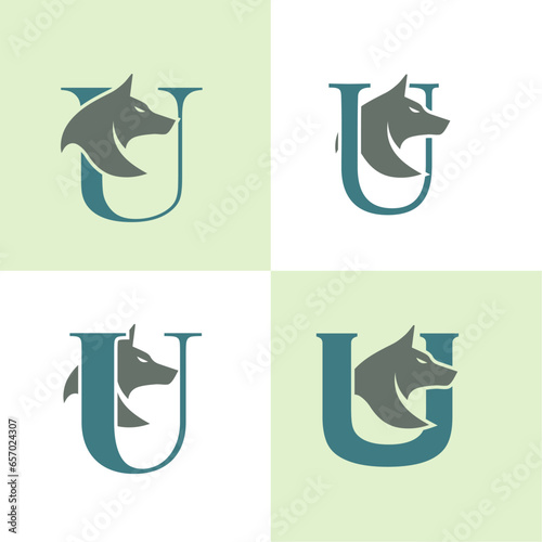Initials Logo Design Alphabet Letter U I Wolf Logo Design Concept