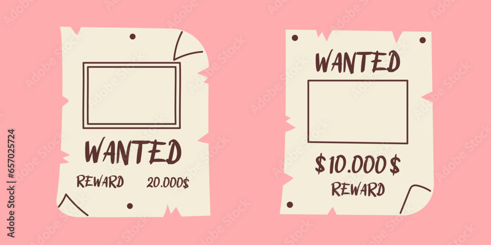 Vector wanted posters Wild west and Texas concept Western reward