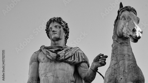 Photography Equestrian statue of Castor on Capitol. Rome, Italy