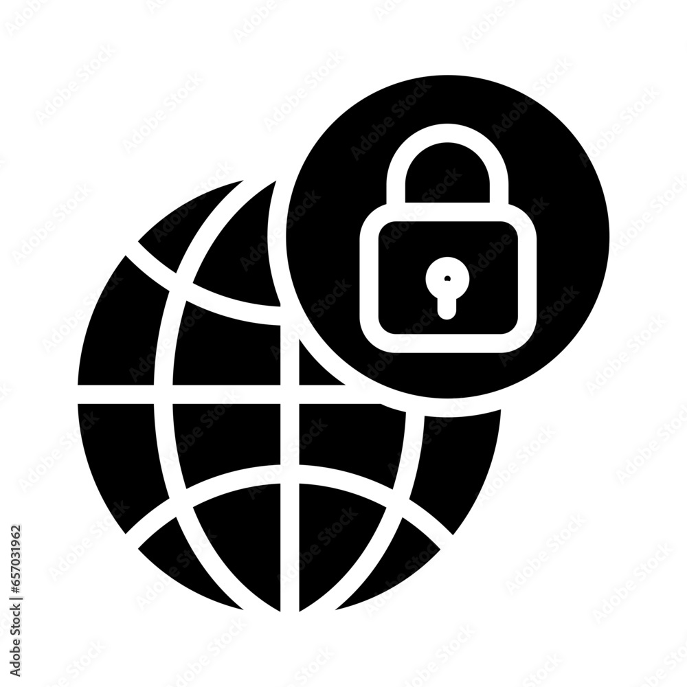 Solid Globe Lock icon Solid Globe Lock icon