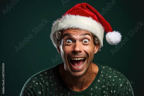 Man in the holiday spirit wearing a Santa Claus hat