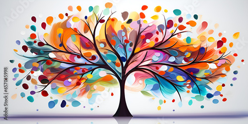 Fototapeta Colorful Trees Images ,Elegant colorful tree with vibrant leaves hanging branche