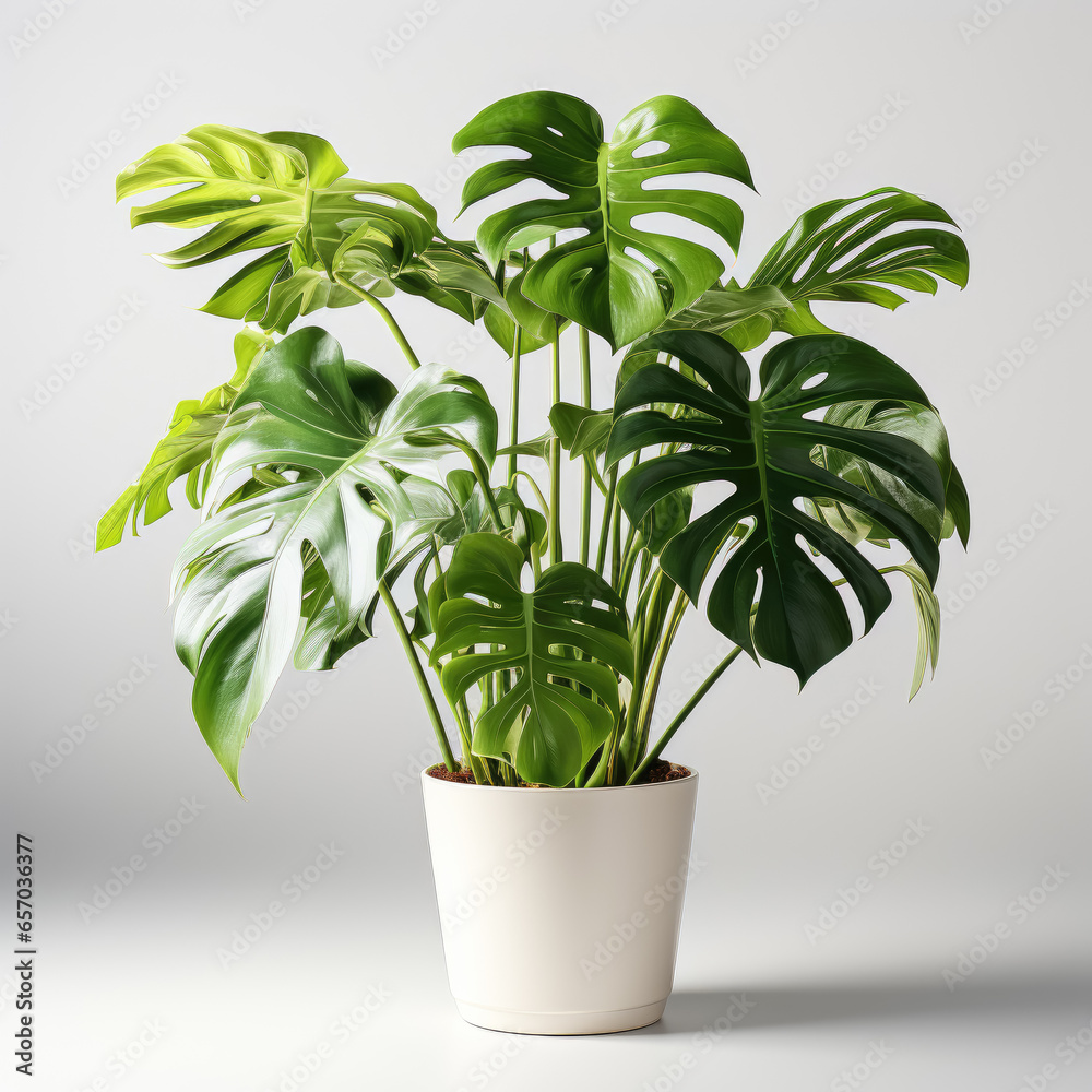 Beautiful of Monstera in ceramic pot isolated on white background , Decorative monstera tree planted Beautiful of Monstera in ceramic pot isolated on white background , Decorative monstera tree planted