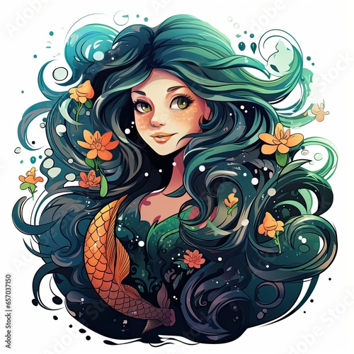 Beautiful Mermaid character underwater