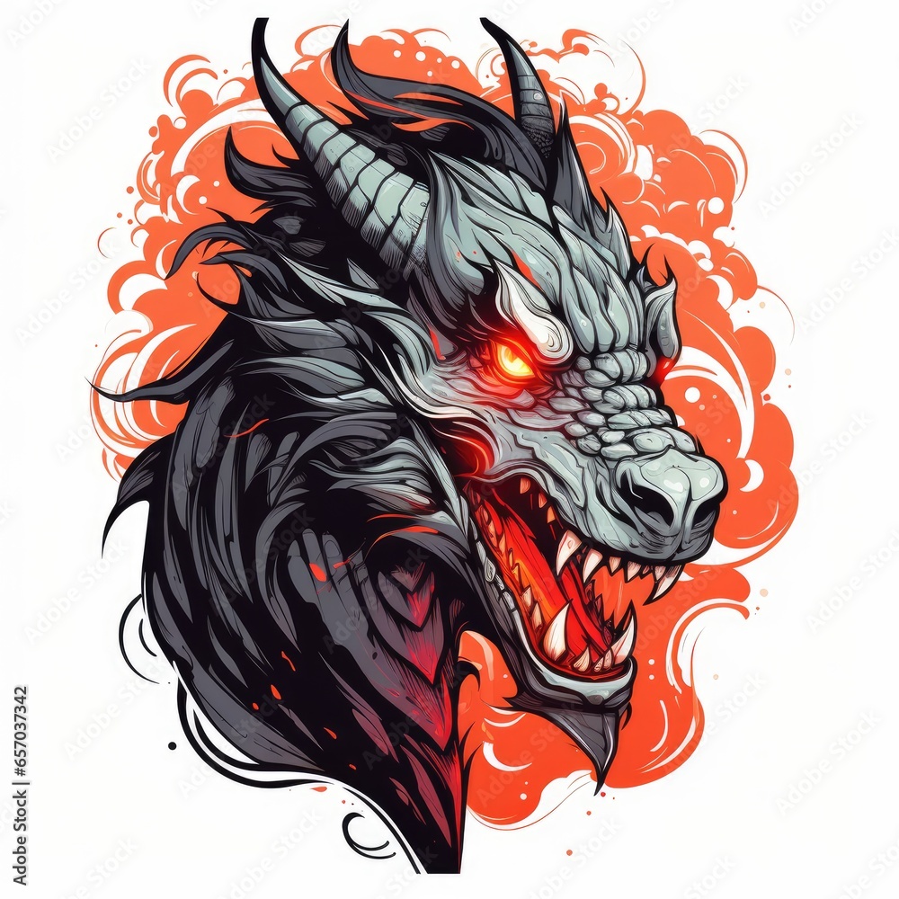 Legendary dragon character with fiery breath Legendary dragon character with fiery breath