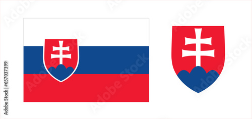 Vector image of the national flag and coat of arms of the Slovak Republic. photo