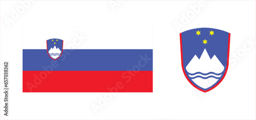 Vector image of the national flag and coat of arms of the Republic of Slovenia.