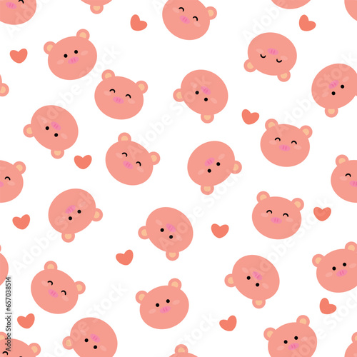 Seamless cute pig pattern for fabric prints, textiles, gift wrapping paper. colorful vector for children, flat style