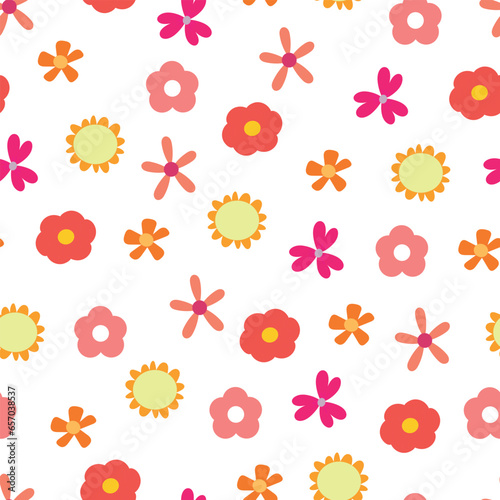 Seamless floral pattern for fabric prints, textiles, gift wrapping paper. colorful vector for children, flat style

