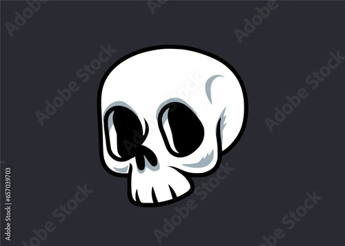 Clean and Sleek White Skull Vintage Cartoon Vector Illustration Isolated 