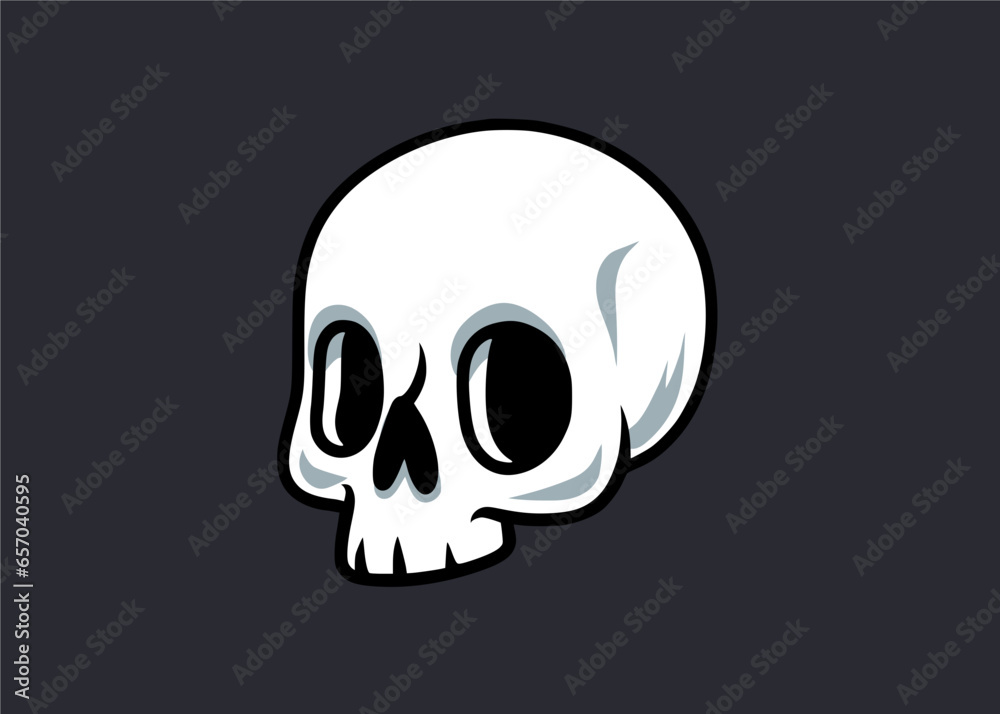 Clean and Sleek White Skull Vintage Cartoon Vector Illustration Isolated 