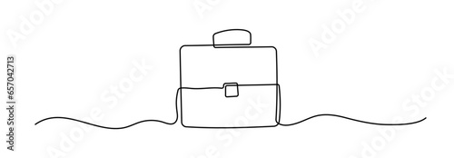 Briefcase shape drawing by continuous line, thin line design vector illustration