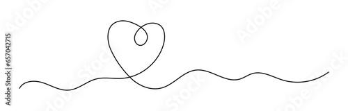 Love Heart shape drawing by continuous line, thin line design vector illustration